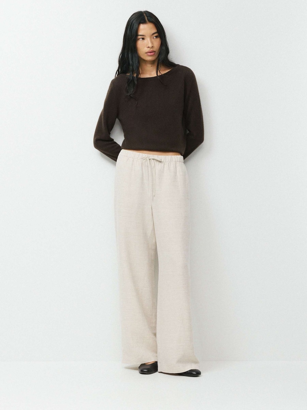 Aritzia NWT The Lodge Pant CruiseLinen Elastic Waist Wide Leg Bottoms Ecru